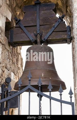 Monumenti architettonici della Torre del Re Federico e del Duomo reale di Erice, Italia Foto Stock