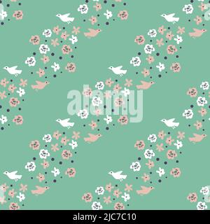 Fiori senza giunture e ornamenti decorativi Illustrazione Vettoriale