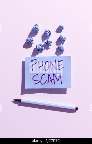 Didascalia concettuale Phone Scam. Concetto aziendale ricevere chiamate indesiderate per promuovere prodotti o servizi Telesales -47372 Foto Stock