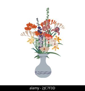 Isolato vettore fiori mazzo decorativo Illustrazione Vettoriale