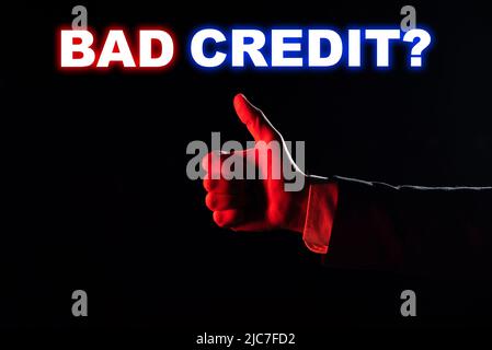 Visualizzazione concettuale della domanda di credito non valido. Parola scritta sulla storia quando indica che il mutuatario ha alto rischio -47789 Foto Stock