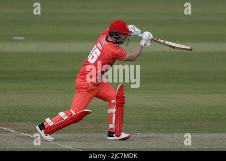 CHESTER LE STREET, Regno Unito Steven Croft of Lancashire Gatti di luce durante la partita Vitality Blast T20 tra il Durham County Cricket Club e il Lancashire al Seat Unique Riverside, Chester le Street venerdì 10th giugno 2022. (Credit: Will Matthews | MI News) Credit: MI News & Sport /Alamy Live News Foto Stock