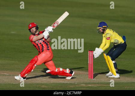 CHESTER LE STREET, Regno Unito Steven Croft of Lancashire Gatti di luce durante la partita Vitality Blast T20 tra il Durham County Cricket Club e il Lancashire al Seat Unique Riverside, Chester le Street venerdì 10th giugno 2022. (Credit: Will Matthews | MI News) Credit: MI News & Sport /Alamy Live News Foto Stock