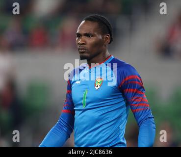 Austin, Texas, Stati Uniti. 10th giugno 2022. Jason Belfon, portiere di Grenada (1) durante una partita della CONCACAF Nations League il 10 giugno 2022 ad Austin, Texas. (Credit Image: © Scott Coleman/ZUMA Press Wire) Credit: ZUMA Press, Inc./Alamy Live News Foto Stock