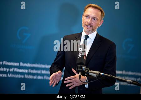 Berlino, Germania. 07th giugno 2022. Il leader del FDP Linder parla alla stampa. Credit: Fabian Sommer/dpa/Archivbild/dpa/Alamy Live News Foto Stock