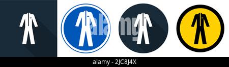 Simbolo indossare indumenti protettivi su sfondo nero Illustrazione Vettoriale