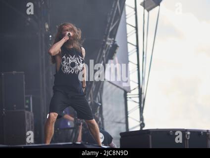 Richie Cavalera di incite suona al Bloodstock Festival, Catton Park Derbyshire, Regno Unito. 09 ago 2019. Credito: Will Tudor/Alamy Foto Stock