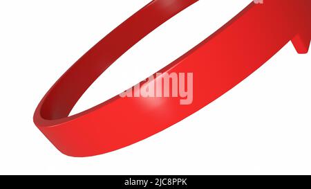 3D icona con freccia rossa che ruota su sfondo bianco. Loop Loopable 4K senza cuciture. Freccia rossa in rotazione. Crescita del mercato azionario e del business. 3d rendering Foto Stock