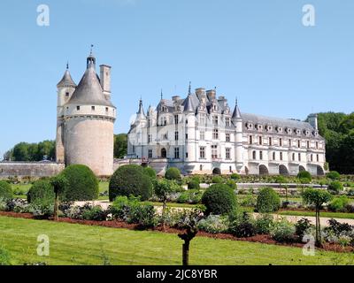 Chateau Chenonceau dal giardino di Caterina de Medici Foto Stock