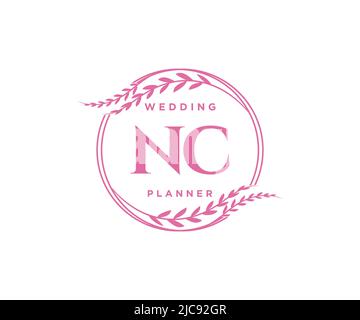 NC iniziali lettera Wedding monogramma collezione loghi, disegnati a mano moderni minimalistici e modelli floreali per carte di invito, Salva la data, elegante Illustrazione Vettoriale