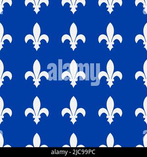 Royal Lily senza cuciture. Provincia canadese di Quebec background. Modello Fleur de lis Vector per carta da imballaggio, carta da parati, tessuto, ecc. Illustrazione Vettoriale