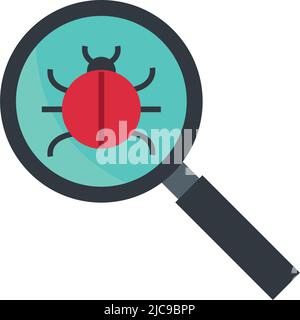 bug malware con lente di ingrandimento Illustrazione Vettoriale