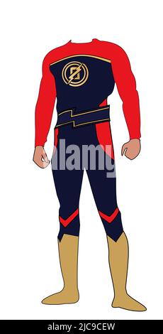 Malayalam supereroe Minnal Murali costume animato personaggio download.Tovino Thomas as Minnal Murali.Minnal Murali Supereroe costume download.Tovino Thomas in supereroe costume.PNG per l'editing Foto Stock