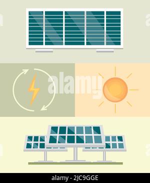 icone del pannello solare impostate Illustrazione Vettoriale