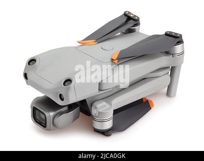 percorso del drone isolato su bianco Foto Stock