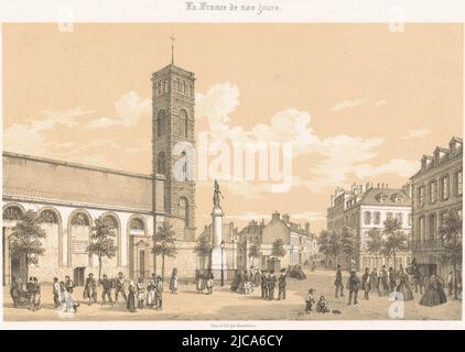 Vista del luogo Bisson in Lorient Lorient Vue de la Place Bisson Contemporary France la France de nos jours su oggetto, tipografia: Léon Auguste Asselineau, (menzionato sull'oggetto), disegnatore intermedio: Léon Auguste Asselineau, (menzionato sull'oggetto), tipografia: Frick frères, (menzionato sull'oggetto), tipografia: Rouen, Relatore intermedio: Rouen, stampatore: Parigi, editore: Parigi, 1863-1864, carta, a 291 mm x l 435 mm Foto Stock