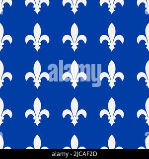 Royal Lily senza cuciture. Provincia canadese di Quebec background. Modello Fleur de lis Vector per carta da imballaggio, carta da parati, tessuto, ecc. Illustrazione Vettoriale