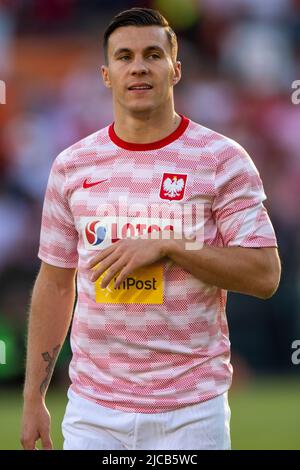 Rotterdam, Paesi Bassi. 12th giugno 2022. Konrad Michalak di Polonia durante la partita della UEFA Nations League, League A, Group 4 tra Paesi Bassi e Polonia al Feijenoord 'De Kuip' Stadium di Rotterdam, Paesi Bassi il 11 giugno 2022 (Foto di Andrew SURMA/ Credit: Sipa USA/Alamy Live News Foto Stock