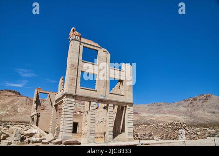 La città fantasma di Rhyolite abbandonò il fronte dell'edificio Foto Stock