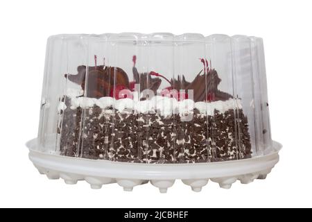 torta di ciliegia in una scatola di plastica trasparente Foto Stock