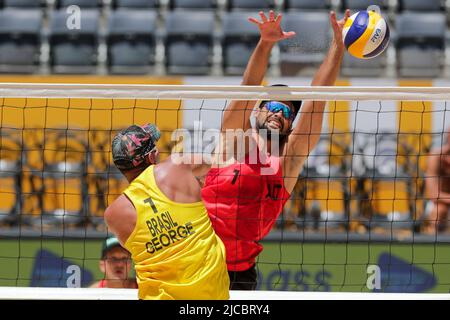 Foro Italico, Roma, Italia, 11 giugno 2022, Andre/George (Brasile) vs Huber/Dressler (Austria) durante i Campionati del mondo di Beach volley (day2) - Bea Foto Stock