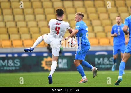 Riso Declan (Inghilterra)Davide Frattesi (Italia) Durante la partita UEFA UEFA Nations League 2022 2023 tra Inghilterra 0-0 Italia al Molineux Stadium il 11 giugno 2022 a Wolverhampton, Inghilterra. (Foto di Maurizio Borsari/AFLO) Foto Stock
