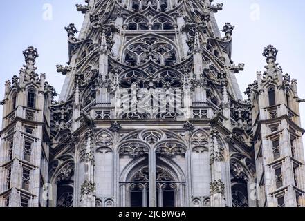 Particolare di guglia, Ulm Minster chiesa, Ulm, Baden-Württemberg, Germania Foto Stock