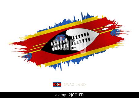 Bandiera di Swaziland con effetto ondulato dipinta. Allarme vettore. Illustrazione Vettoriale