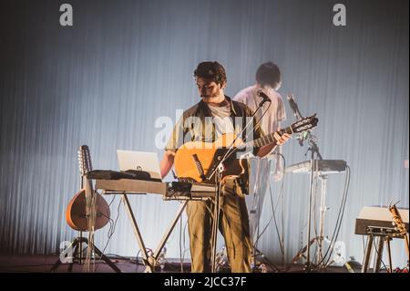 Guitarricadelafuente en su concierto de Zaragoza haciendo un esaurito en la Sala Mozart Foto Stock