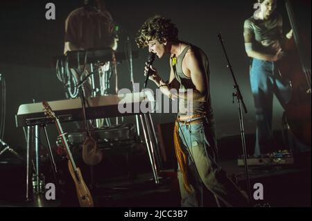 Guitarricadelafuente en su concierto de Zaragoza haciendo un esaurito en la Sala Mozart Foto Stock