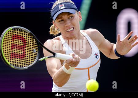 ROSMALEN - tennista Ekaterina Alexandrova (Russia) in azione contro Aryna Sabalenka (non nella foto, Bielorussia) durante la finale del torneo internazionale di tennis Libema Open. Il torneo di tennis olandese combinato per uomini e donne si terrà sui campi in erba di Autotron per dodici giorni. LEVIGATRICE ANP KING Foto Stock