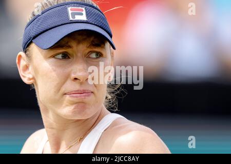 ROSMALEN - tennista Ekaterina Alexandrova (Russia) in azione contro Aryna Sabalenka (non nella foto, Bielorussia) durante la finale del torneo internazionale di tennis Libema Open. Il torneo di tennis olandese combinato per uomini e donne si terrà sui campi in erba di Autotron per dodici giorni. LEVIGATRICE ANP KING Foto Stock