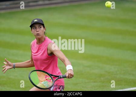 Gabriela Lee reagisce contro Donna Vekic il secondo giorno del Rothesay Classic Birmingham all'Edgbaston Priory Club. Data foto: Domenica 12 giugno 2022. Foto Stock