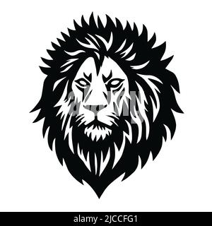 Modello di disegno di illustrazione del modello vettoriale della testa del leone del logo della mascotte Illustrazione Vettoriale