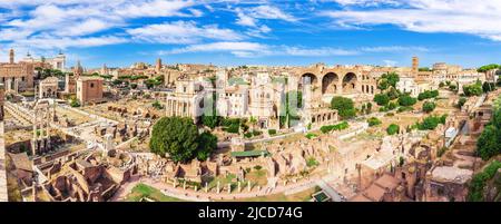 Panorama dei resti del Foro Romano, Roma, Italia Foto Stock