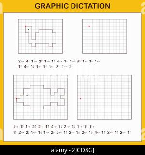 Dettatura grafica. Giochi educativi per bambini. Illustrazione Vettoriale