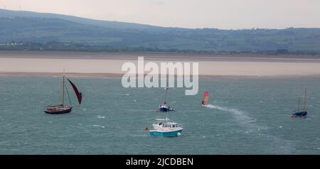 Vento Surfer a Aber Dyfi Galles Foto Stock