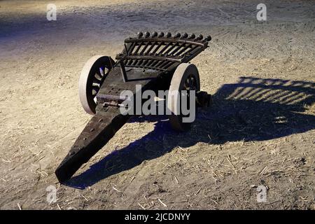 Un cannone rinascimentale ricostruzione fedele della mitragliatrice di Leonardo da Vinci Foto Stock