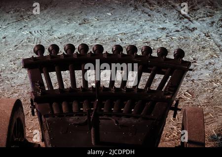 Un cannone rinascimentale ricostruzione fedele della mitragliatrice di Leonardo da Vinci Foto Stock