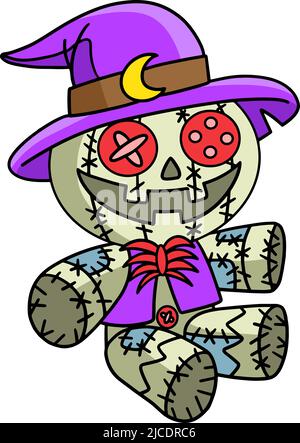 Scarecrow Halloween Cartoon Coloured Clipart Illustrazione Vettoriale