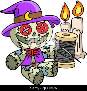 Scarecrow Halloween Cartoon Coloured Clipart Illustrazione Vettoriale