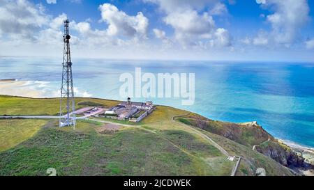 Immagine di Carteret phare, casa leggera. Cap de Carteret Foto Stock