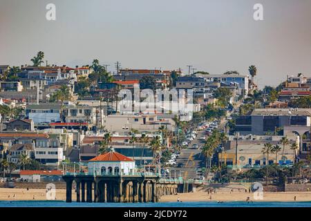 Vista la mattina della spiaggia vicino a Manhattan Beach e Redondo Beach, Los Angeles, California Foto Stock