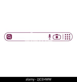 Barra di ricerca o casella di ricerca con micro, fotocamera e strumento di ricerca Illustrazione Vettoriale