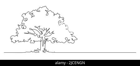 disegno continuo di linee di disegno di concetto ambientale di albero grande illustrazione vettoriale Illustrazione Vettoriale