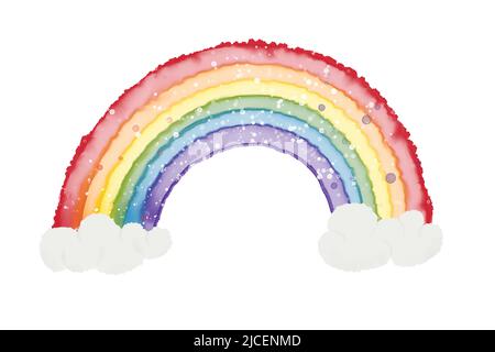 Arcobaleno e nuvole con un background d'arte pittorica. Inchiostro alcolico, acquerello, concetto di orgoglio della comunità LGBTQ. Foto Stock