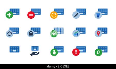 Tastiera dispositivo di input digitale icona pulsante Imposta raccolta immagine isolata Illustrazione Vettoriale