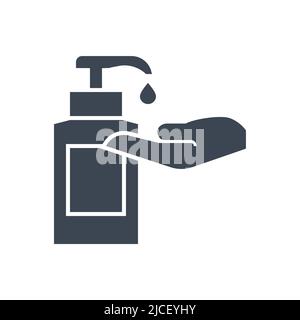 Icona glifo vettoriale relativo all'igienizzatore manuale Illustrazione Vettoriale