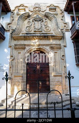 Ingresso artistico al Palazzo dell'Inquisizione, Cartagena, patrimonio dell'umanità dell'UNESCO Foto Stock