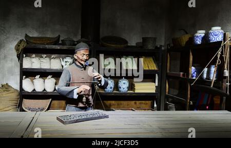 Una mostra al museo del tempio e dell'università di Confucio a Pechino, Cina. Foto Stock